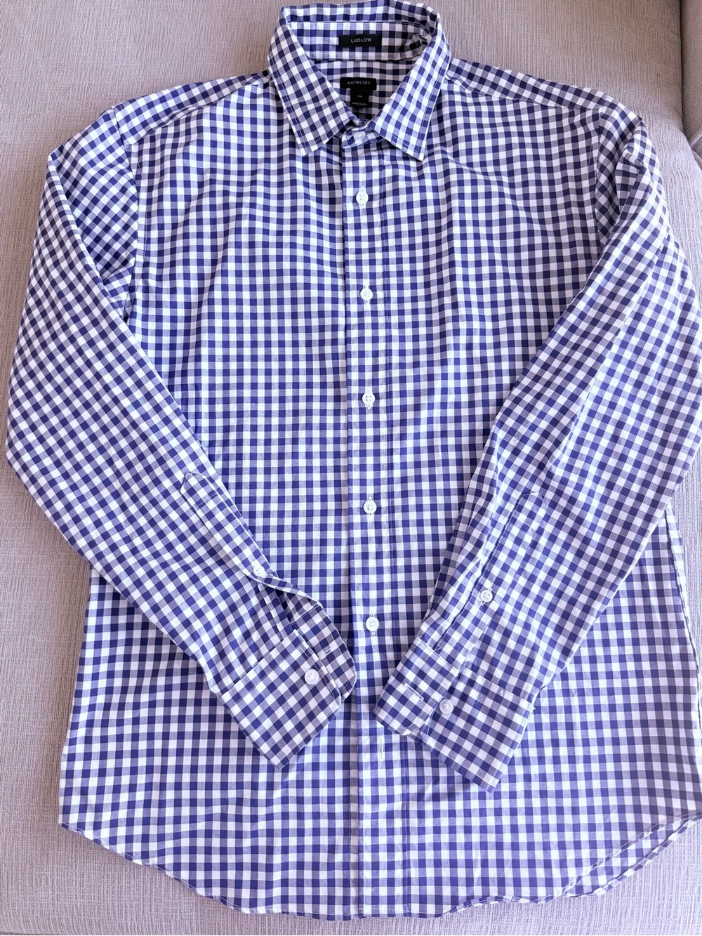 Boys Crewcuts Blue Gingham Long-Sleeve Dress Shirt